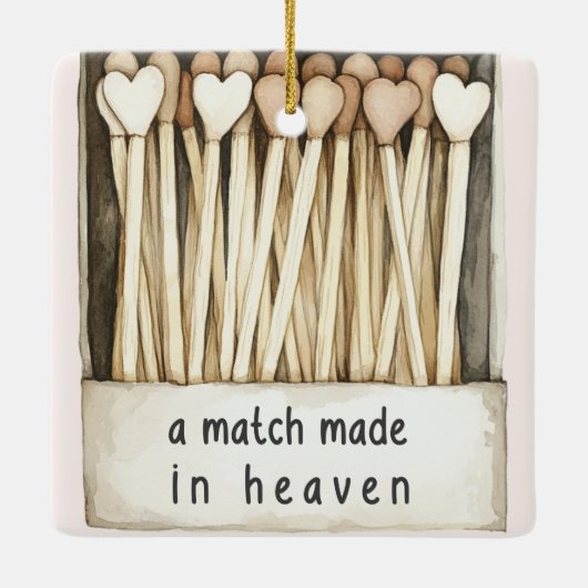 Blush pink Hearts Match Made in Heaven Christmas Keramisch Ornament (Achterkant)