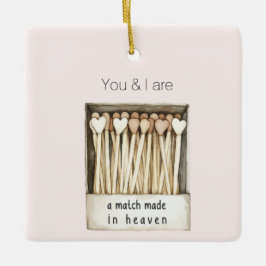 Blush pink Hearts Match Made in Heaven Christmas Keramisch Ornament