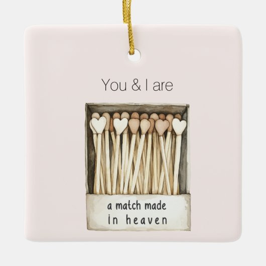 Blush pink Hearts Match Made in Heaven Christmas Keramisch Ornament (Voorkant)