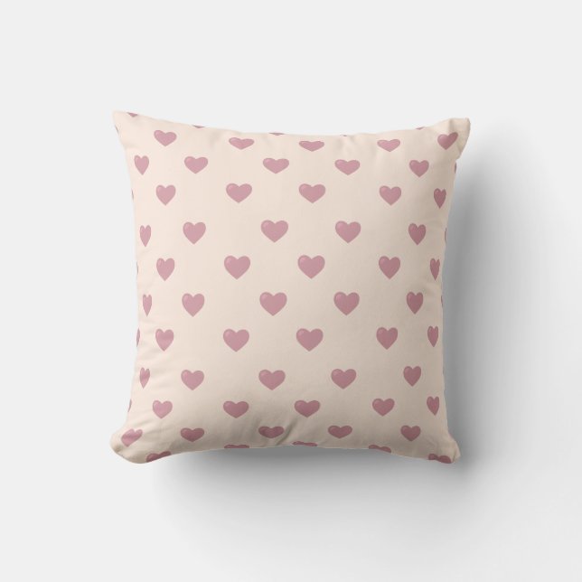Blush Pink Hearts Pattern Cute Modern Kussen (Voorkant)