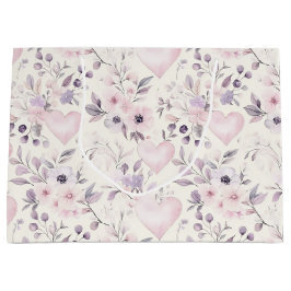 Blush Pink Hearts Purple Flowers Birthday Groot Cadeauzakje