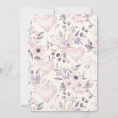 Blush Pink Hearts Purple Flowers Birthday Kaart (Achterkant)