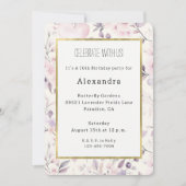 Blush Pink Hearts Purple Flowers Birthday Kaart (Voorkant)