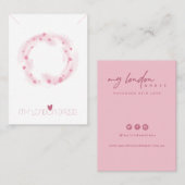 BLUSH PINK HEARTS WATERVERF STUD EARRING DISPLAY VISITEKAARTJE (Voorkant / Achterkant)