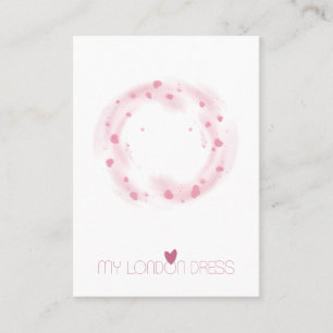 BLUSH PINK HEARTS WATERVERF STUD EARRING DISPLAY VISITEKAARTJE