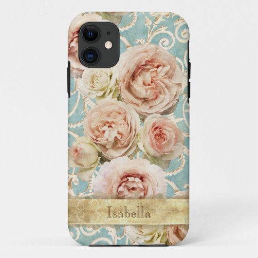 Blush Pink Heirloom Rozen Floral Damask Case-Mate iPhone Case (Achterkant)