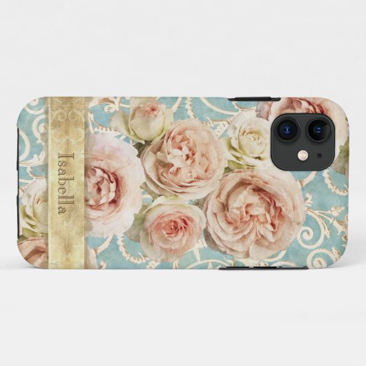  Blush Pink Heirloom Rozen Floral Damask Case-Mate iPhone Case (Achterkant (horizontaal))