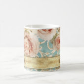  Blush Pink Heirloom Rozen Floral Damask Koffiemok (Center)