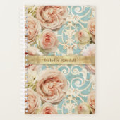  Blush Pink Heirloom Rozen Floral Damask Planner (Voorkant)
