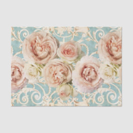  Blush Pink Heirloom Rozen Floral Damask Tissuepapier
