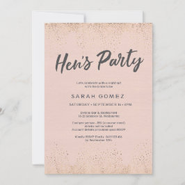 Blush Pink Hen's Party Invitation Kaart