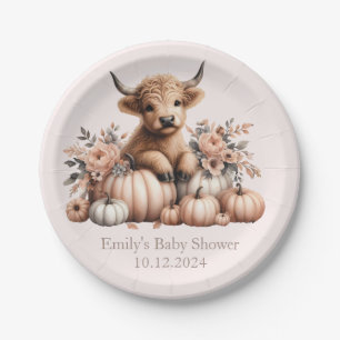 Blush Pink herfst Highland Koe Baby shower Borden Papieren Bordje