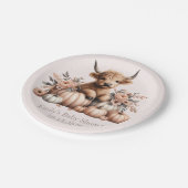 Blush Pink herfst Highland Koe Baby shower Borden Papieren Bordje (Gekanteld)