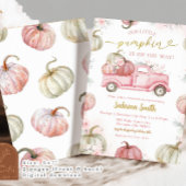 Blush Pink Herfst Pompoen Truck Baby shower Kaart
