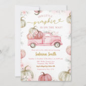 Blush Pink Herfst Pompoen Truck Baby shower Kaart (Voorkant)