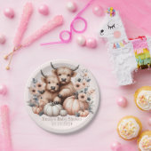 Blush Pink Highland Koe Baby shower Borden Papieren Bordje (Feest)