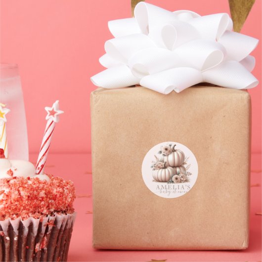 Blush Pink Highland Koe Herfst Pompoen stickers (Feest)