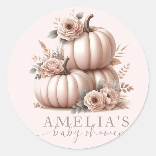 Blush Pink Highland Koe Herfst Pompoen stickers (Voorkant)