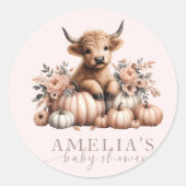 Blush Pink Highland Koe Herfst Pompoen stickers (Voorkant)