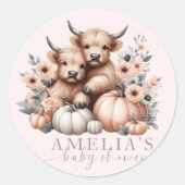 Blush Pink Highland Koe Herfst Pompoen stickers (Voorkant)