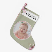 Blush Pink Holly Berry Christmas Stocking Kleine Kerstsok (Voorkant (Hangend))
