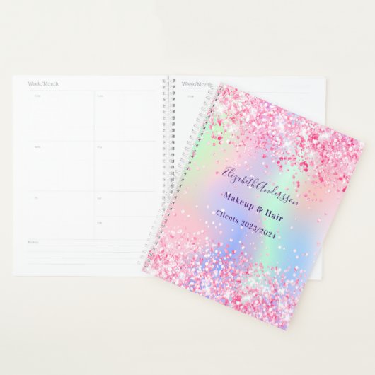 Blush pink holografische naam bedrijf planner (Display)