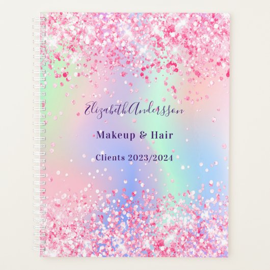 Blush pink holografische naam bedrijf planner (Voorkant)