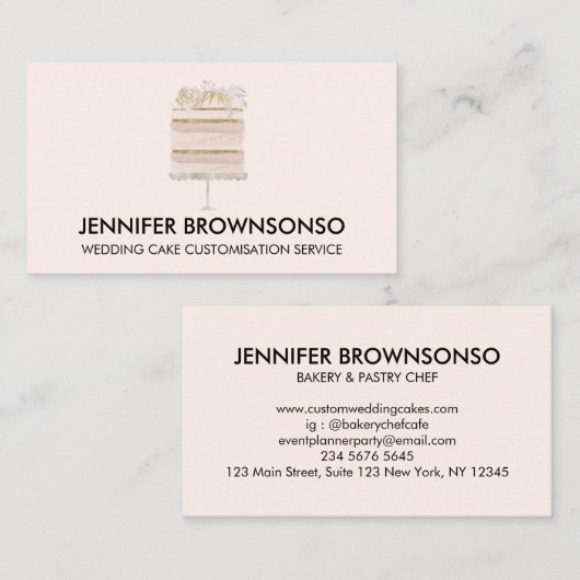 Blush Pink Home Bakery Wedding Cake Visitekaartje (Voorkant / Achterkant)