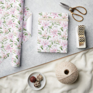 Blush Pink Honeysuckle Romantische Pastel Cadeaupapier