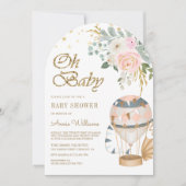 Blush Pink Hot Air Balloon Arch Baby shower Kaart (Voorkant)