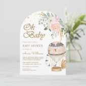 Blush Pink Hot Air Balloon Arch Baby shower Kaart (Staand voorkant)