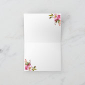 Blush Pink Hot Pink Floral Monogrammed Note Kaart (Binnen)