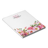 Blush Pink Hot Pink Garden Floral Monogramed Notitieblok (Schuin)