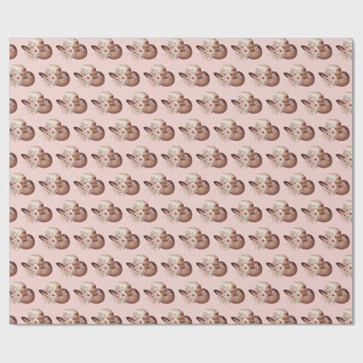Blush Pink Howdy Cowgirl Bloemen Westerne Petten Cadeaupapier (Vlak)