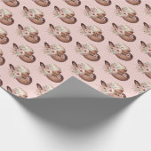 Blush Pink Howdy Cowgirl Bloemen Westerne Petten Cadeaupapier (Hoek)