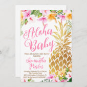 Blush Pink Hula op Luau Pineapple Baby shower Kaart (Voorkant / Achterkant)