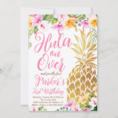 Blush Pink Hula over, Luau, Ananas Verjaardag Kaart (Voorkant)