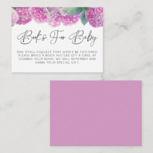 Blush Pink Hydrangea boeken voor Baby shower Informatiekaartje