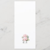Blush Pink Hydrangea Elegant Bloemen Wedding Menu (Achterkant)