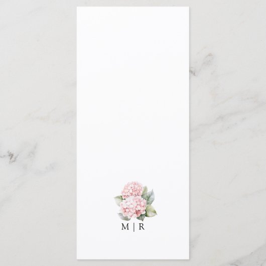 Blush Pink Hydrangea Elegant Bloemen Wedding Menu (Achterkant)