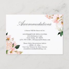 Blush Pink Hydrangea Floral Accommodatie Informatiekaartje