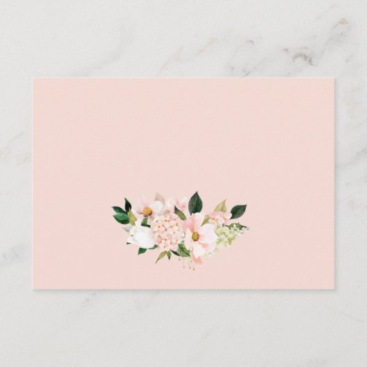 Blush Pink Hydrangea Floral Accommodatie Informatiekaartje (Achterkant)