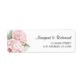 Blush Pink Hydrangea Floral Wedding Retouradres Etiket (Voorkant)