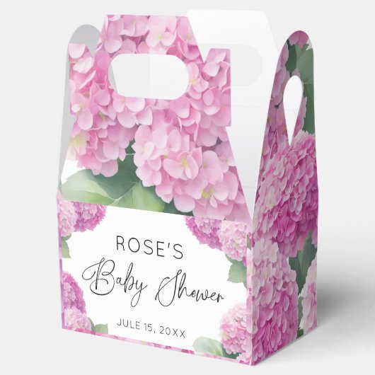 Blush Pink Hydrangea Het is een meisje Baby shower Bedankdoosjes (Geopend)