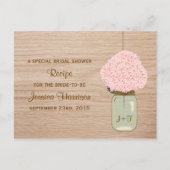Blush Pink Hydrangea & Mason Jar Vrijgezellenfeest Uitnodiging Briefkaart (Voorkant)