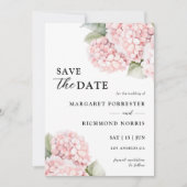 Blush Pink Hydrangea Wedding Save The Date Kaart (Voorkant)
