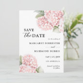 Blush Pink Hydrangea Wedding Save The Date Kaart (Staand voorkant)