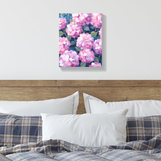 Blush Pink Hydrangeas Floral Canvas Afdruk (Insitu (Slaapkamer))