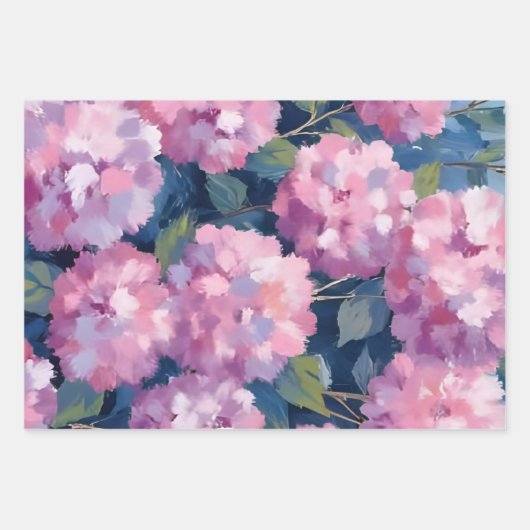 Blush Pink Hydrangeas Floral Inpakpapier Vel (Voorkant)