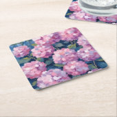 Blush Pink Hydrangeas Floral Kartonnen Onderzetters (Schuin)